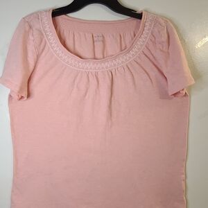 Pink Lace Trim Women's Top